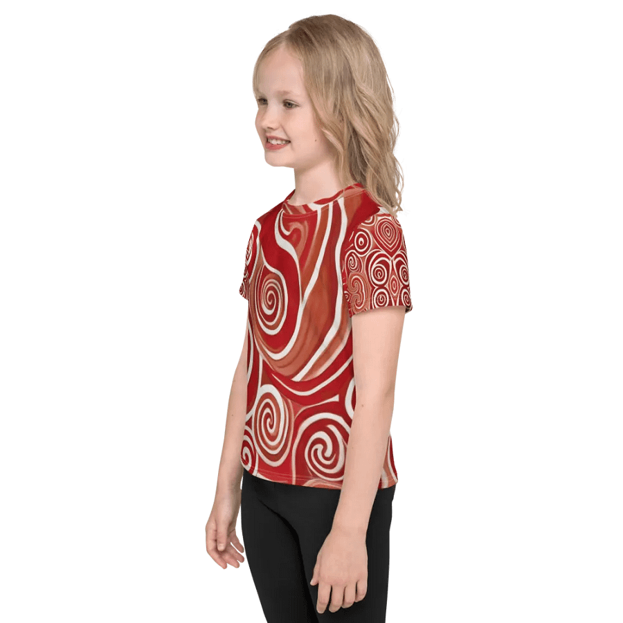 Funky Cherry Swirls Liquid Tie-Dye Kid's and Toddler's Crew Neck T-shirt product image (7)