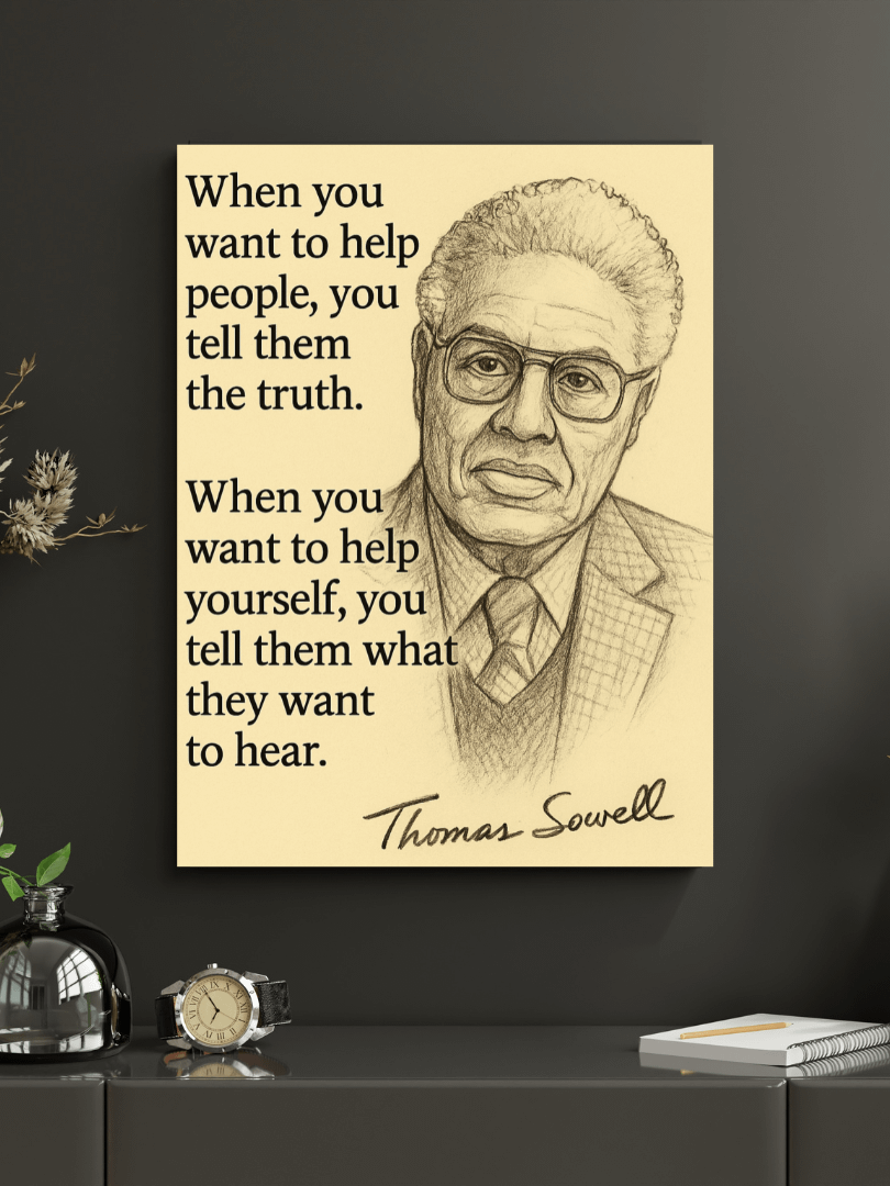 “Tell Them the Truth” — Thomas Sowell Pencil Portrait Poster (Unframed) product image (1)