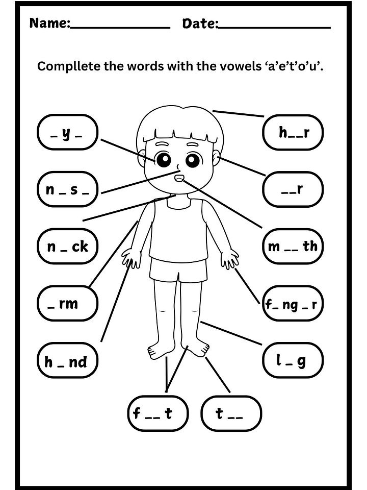 Parts of the Body Worksheet for Kindergarten and Early Learners product image (1)
