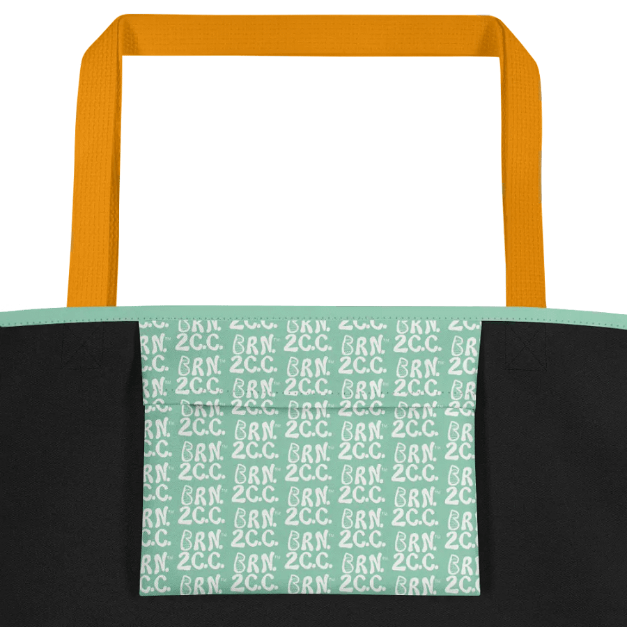 BOURNE to Cape Cod™ | Large Tote Bag with Pocket | Coastal Classic | All-Over Logo Print | White Logo on Vista Blue Green product image (3)