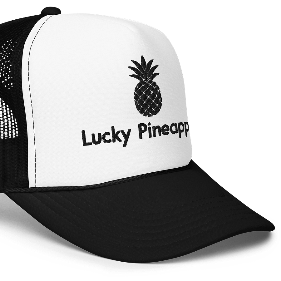 Lucky Pineapple Films Logo Embroidered Black and White Trucker Hat product image (5)