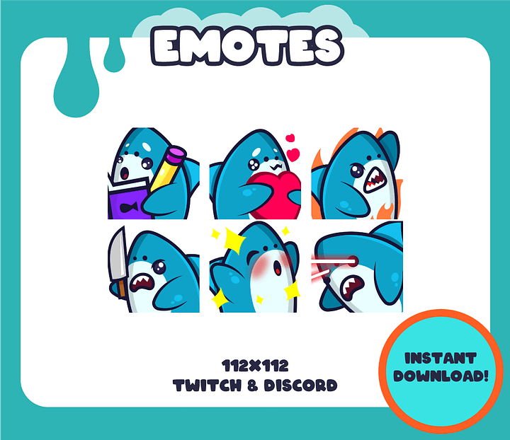 Cute Shark Emotes (STATIC) product image (1)