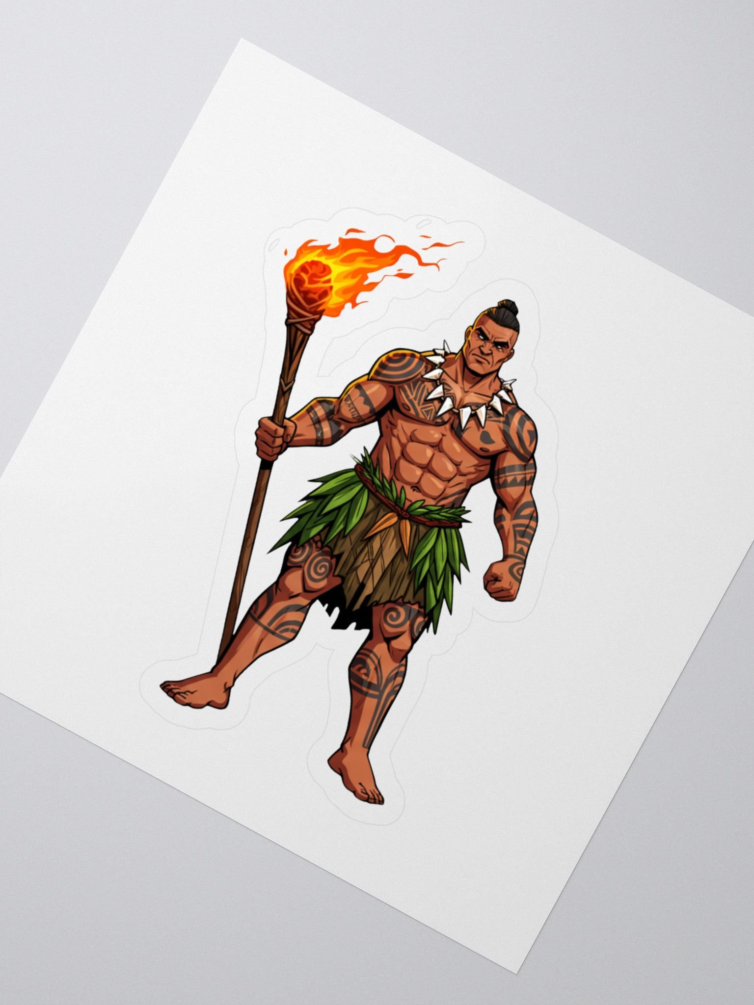 Samoan Fire Warrior Tribal Sticker – Polynesian Tattoo Kiss-Cut Design product image (2)