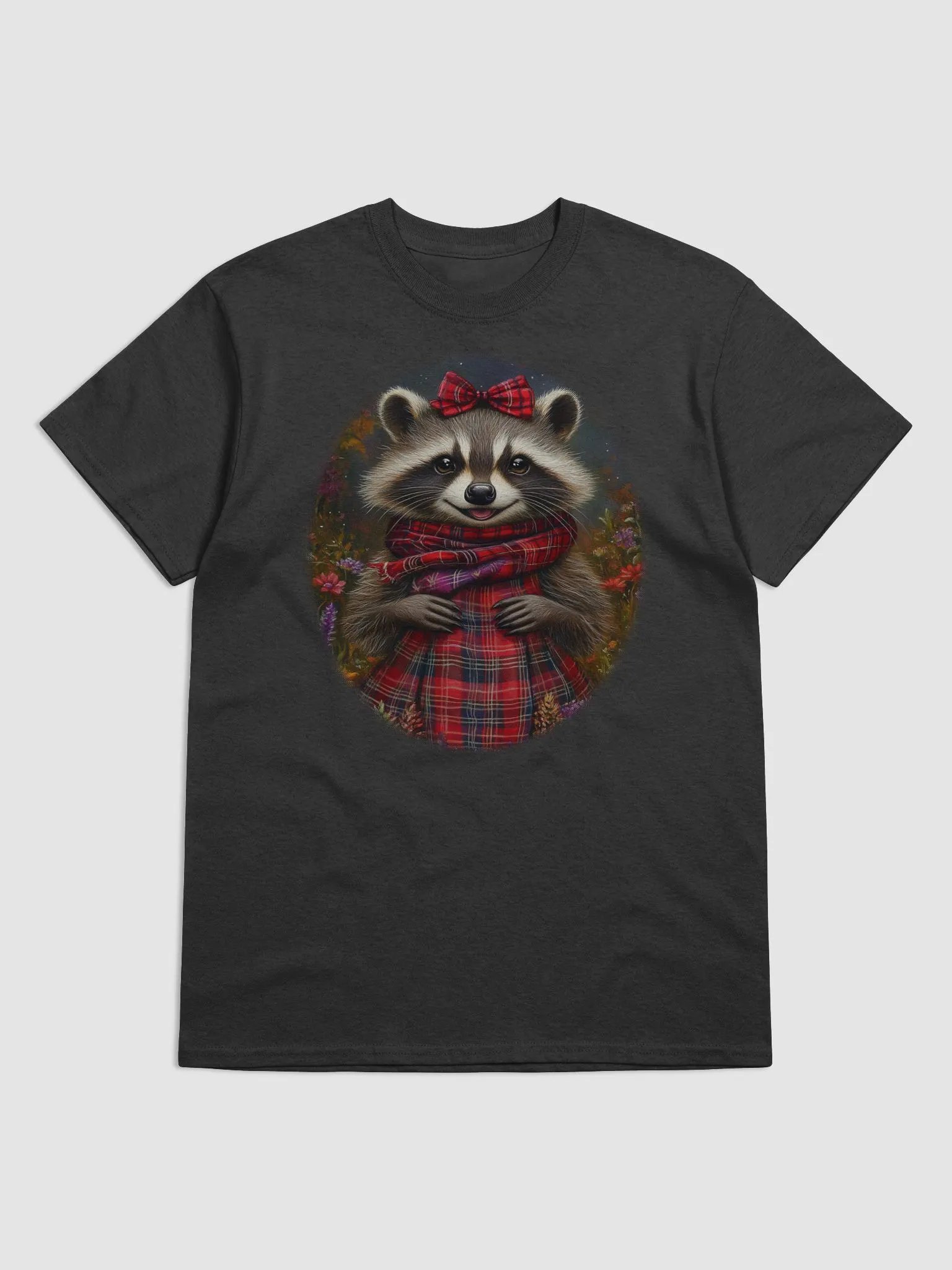 Whimsical Raccoon Plaid T-Shirt product image (1)