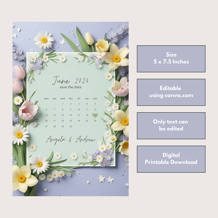 Elegant Save The Date Card - Dizynai (DSD-11) product image (2)