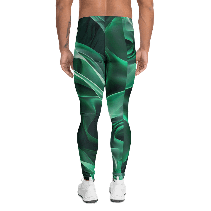 Emerald Wave Abstract Print Men's Leggings product image (2)