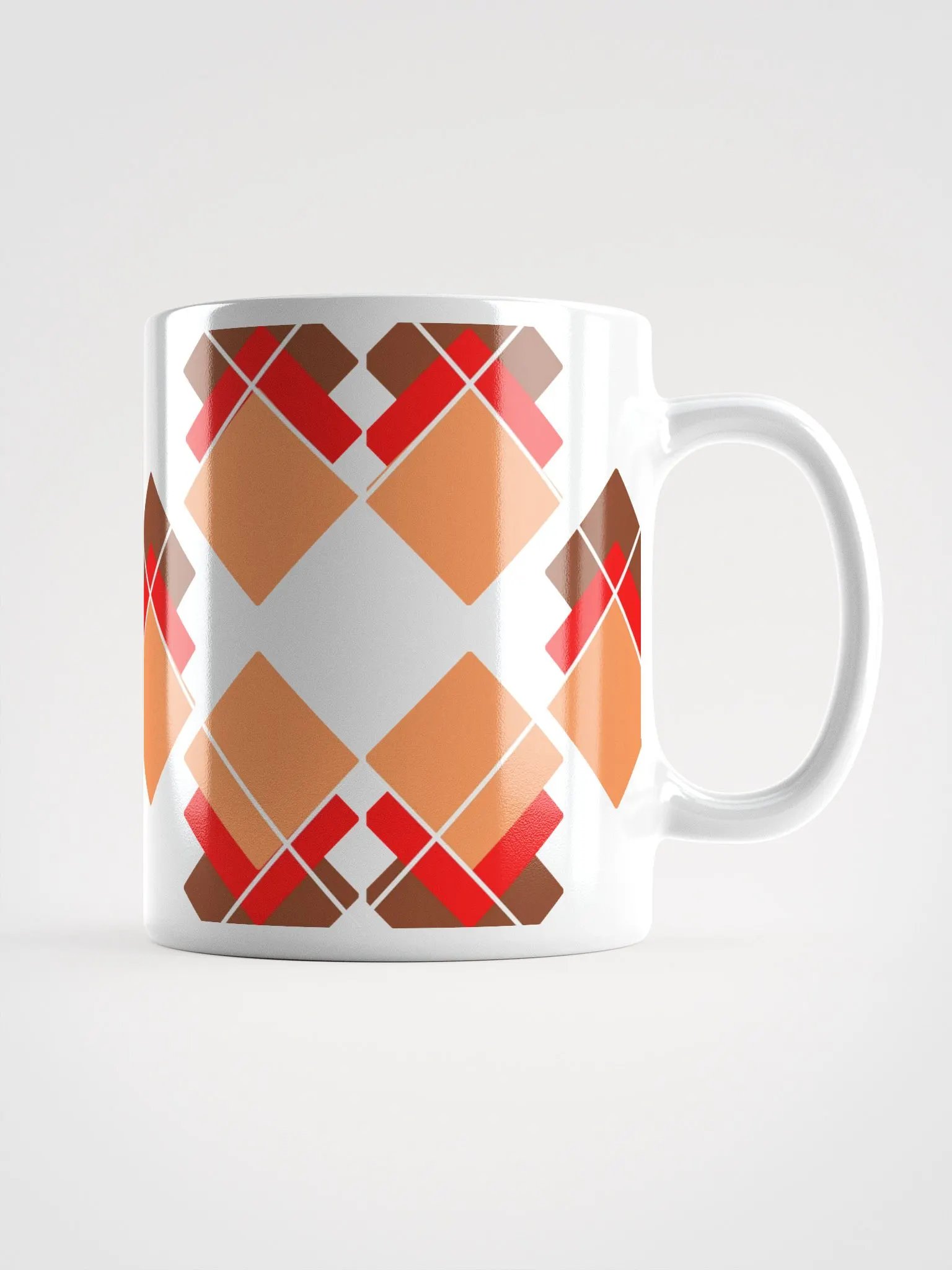 Brown, Red And Orange Overlapping Diamonds White Mug product image (18)