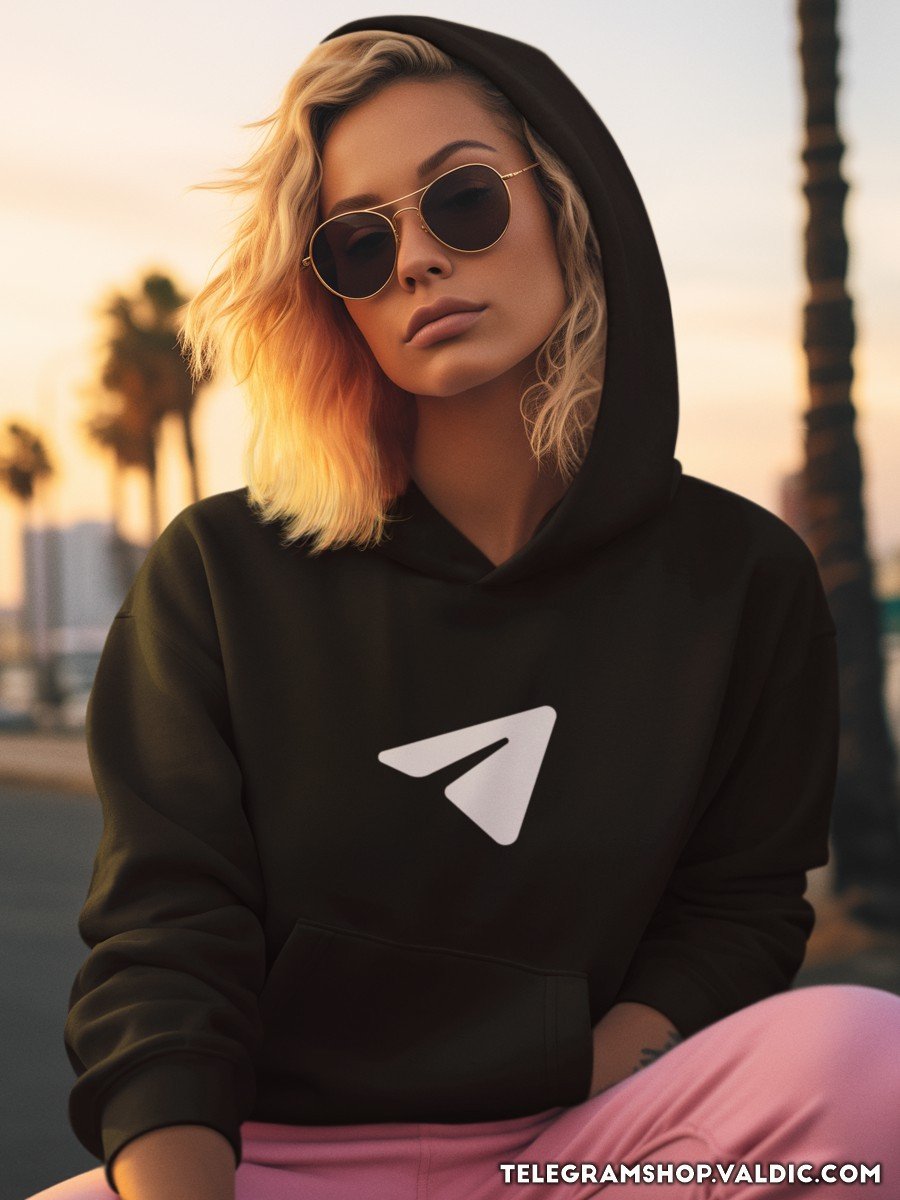 Sudadera con capucha con el logo de Telegram en color blanco product image (2)