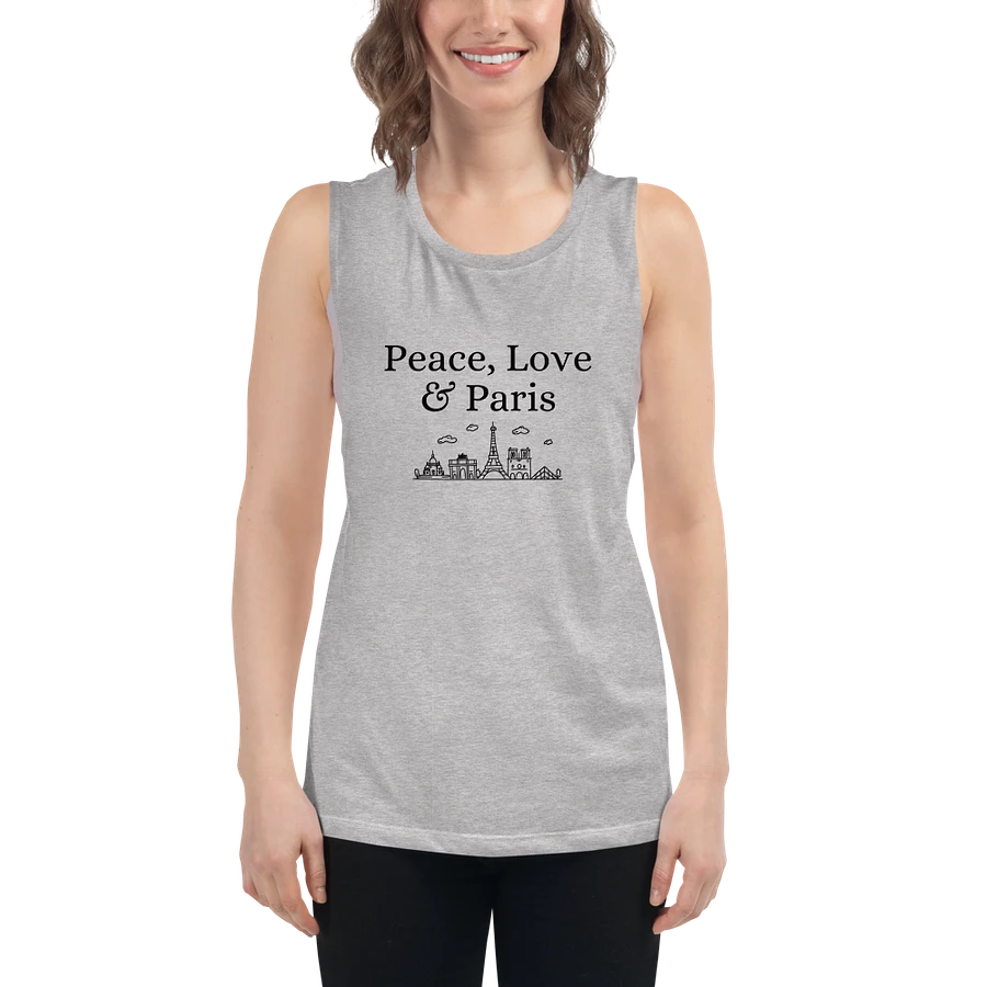 Peace, Love and Paris with Monuments Women's Flowy Muscle Tank | Black Ink product image (37)