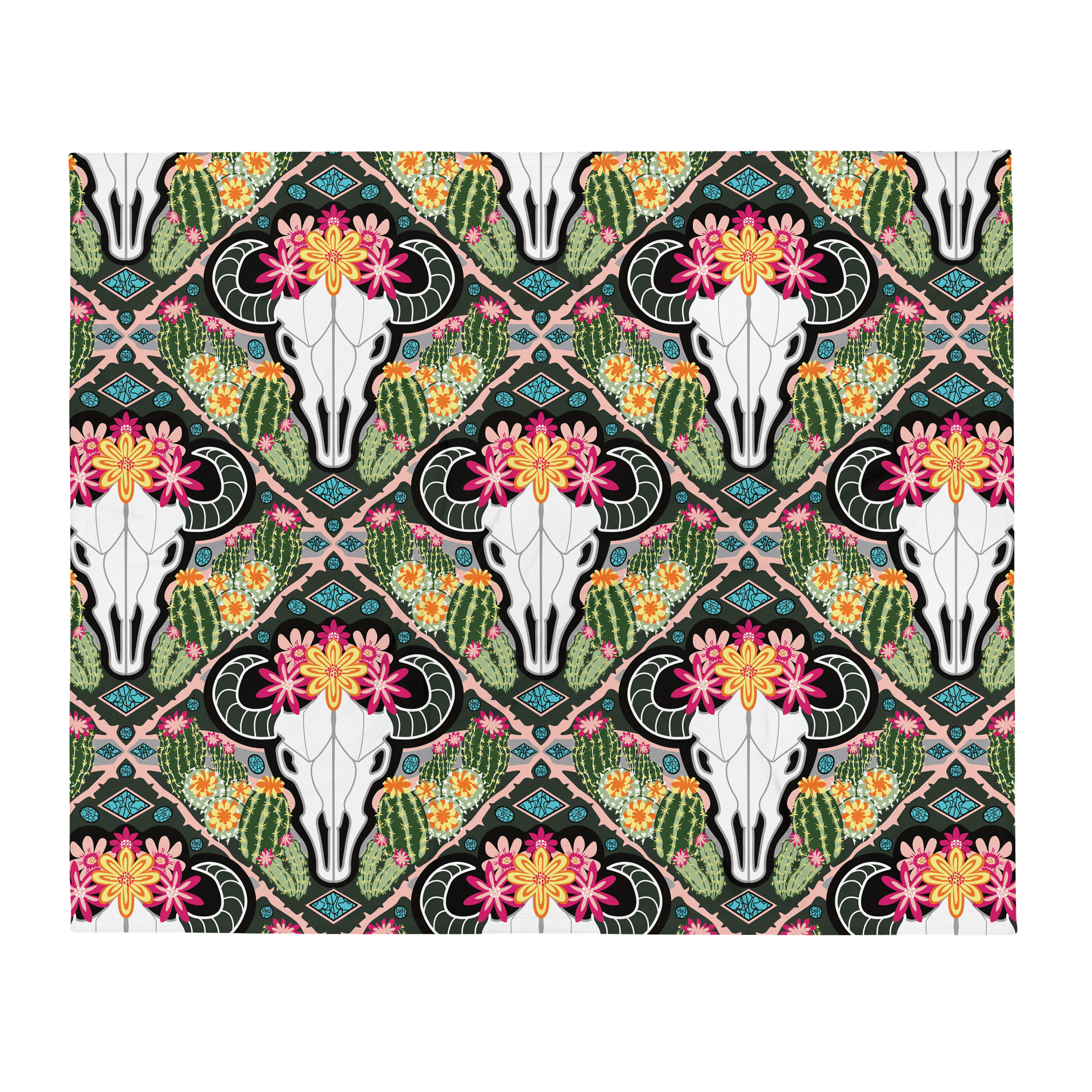 Western Americana Cacti Cow | Desert-Chic Throw Blanket in Soft Fleece product image (4)