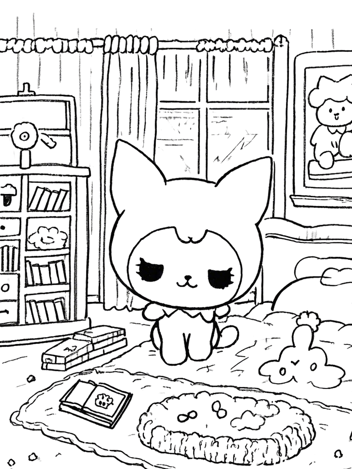 PRINTABLE COLORING BOOK OF VARIOUS KUROMI CARTOON (50 PAGE) product image (2)