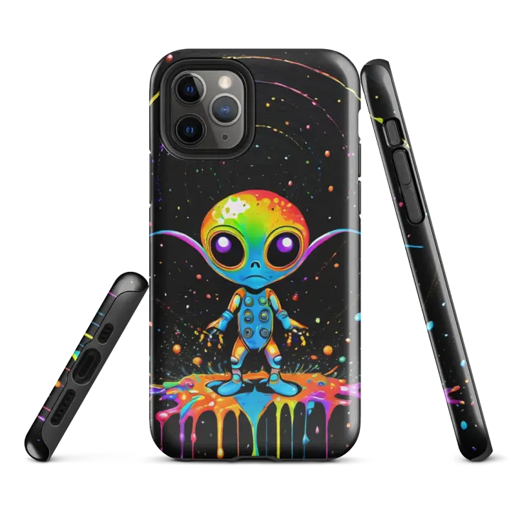 Tough Phone Case for iPhone® - Colorful Paint Splash Alien Dude product image (1)