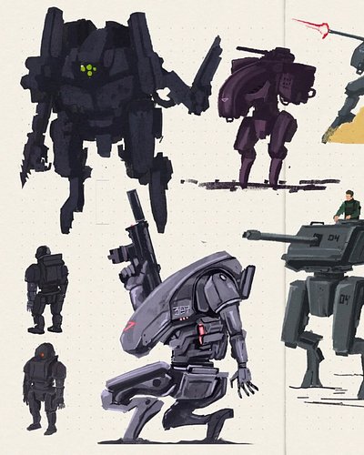 Some random mecha exploration #mecha #sketchbook #sketches #robots #drawing