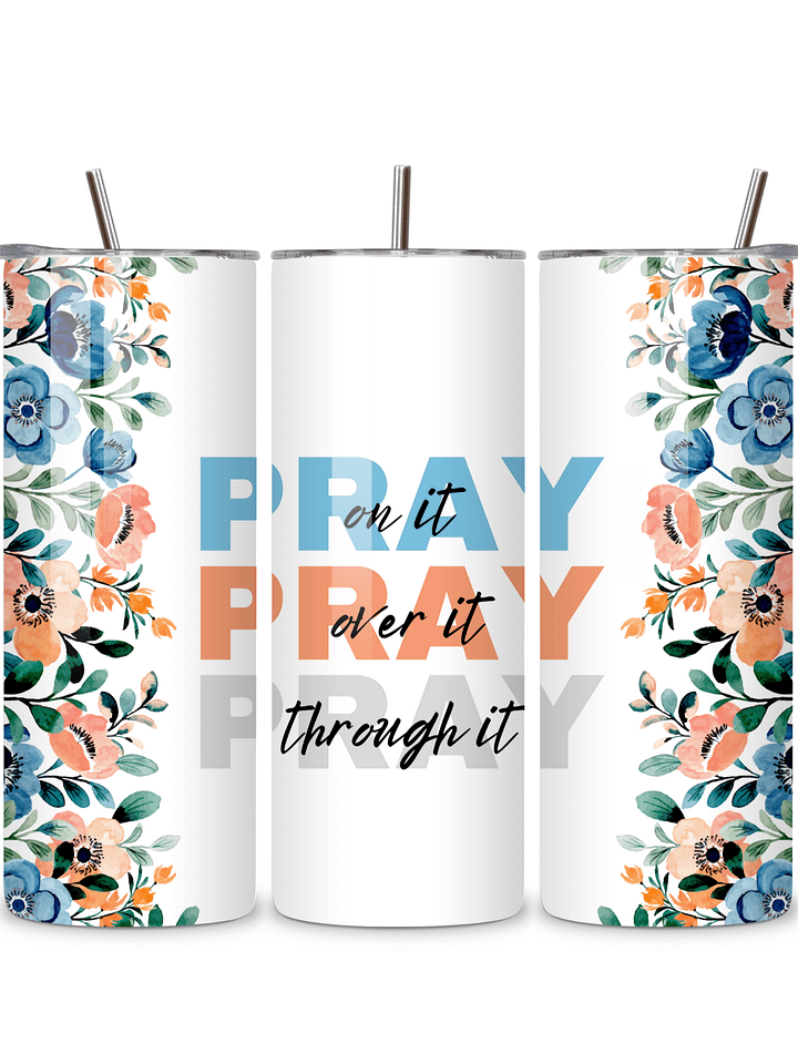 Pray On It, Prayer 20oz Skinny Tumbler with Metal Straw – Inspirational Floral Design – Double-Walled Insulated Stainless Steel Tumbler for Hot & Cold Drinks, Gift for People of Faith product image (1)