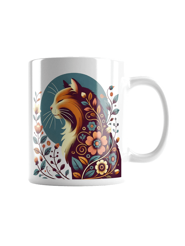 Long Haired Calico Cat and Floral Design Mug product image (2)
