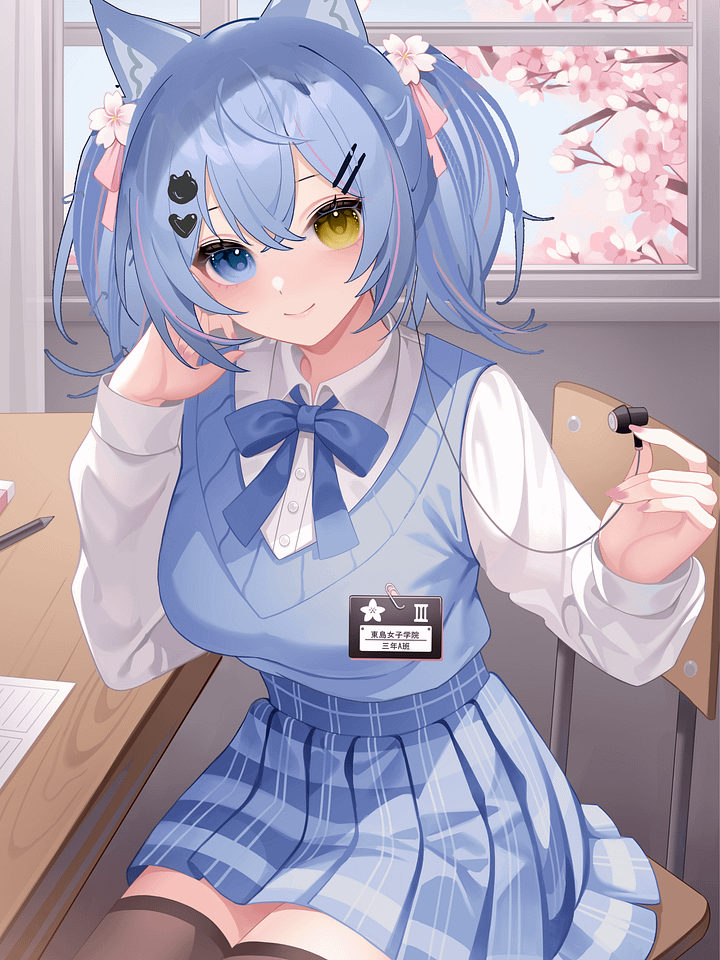 Blue School Girl Wallpaper product image (1)