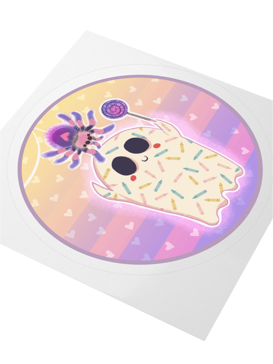 Pastel Little Ghost & the Pet Spider - Vinyl Sticker product image (3)