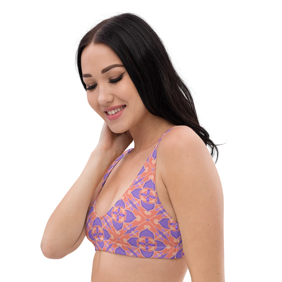 Pastel Orange and Mauve Pattern Padded Bikini Top product image (5)