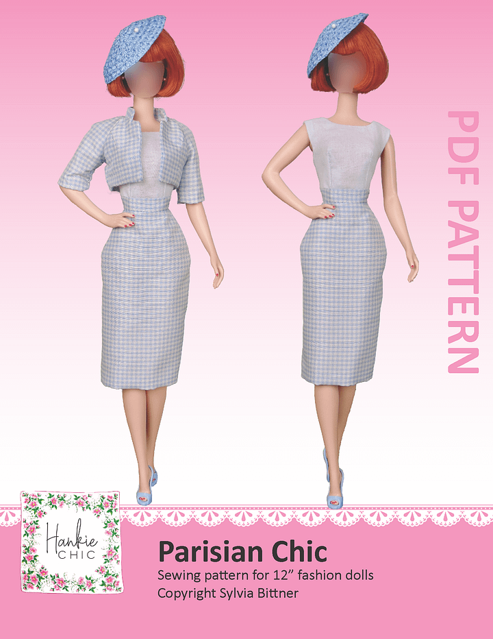 Parisian Chic sewing pattern for 12" fashion dolls product image (1)