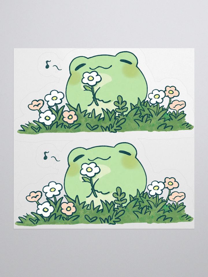 Cute Frog with Flower Sticker - Kawaii Smiling Toad product image (2)