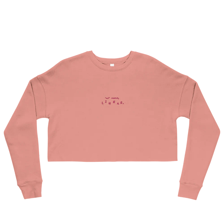 *not* mentally linear. (pink thread) embroidered fleece crop crew product image (25)