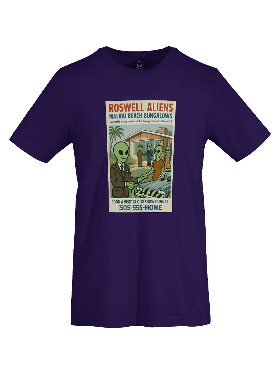 Malibu Beach Bungalows 1950's Roswell Aliens Retro Poster Unisex T-Shirt product image (73)