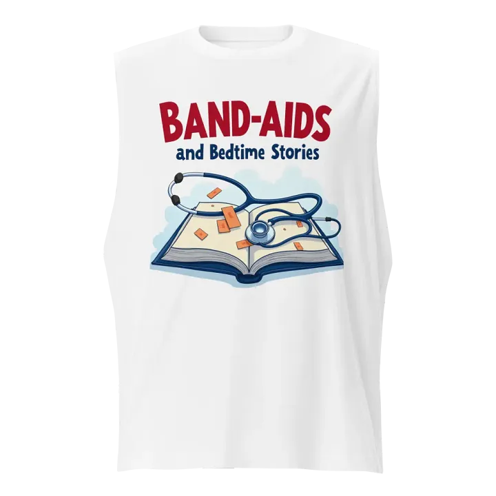 band-aids, bedtime stories, medical dads, medical moms Muscle Tank product image (5)