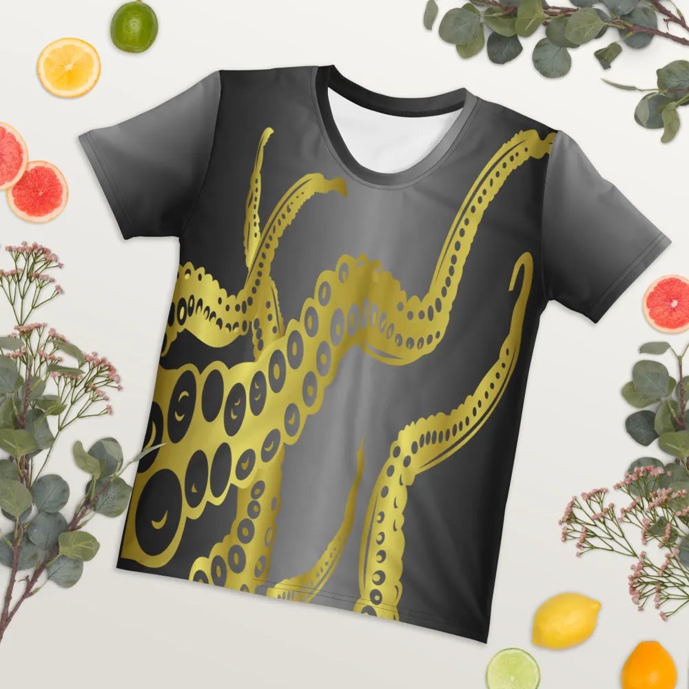 Octopus Tentacles Gold All Over Print T-shirt product image (7)