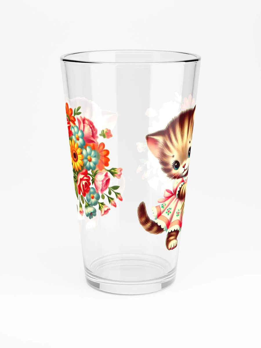 Adorable Kitten with Flower Bouquet 16 oz Glass product image (3)