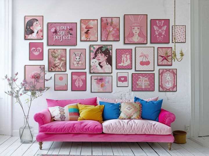Coquette Gallery Wall Set of 22 DIGITAL Pastel Pink Prints product image (1)
