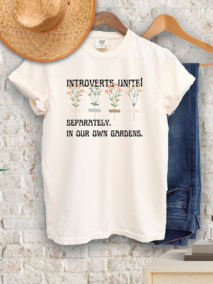 Hand-drawn funny sarcastic gardening introvert light T-shirt product image (1)