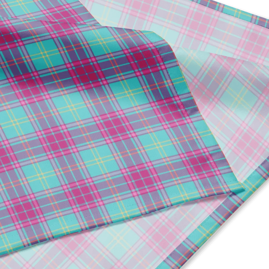 Hot Pink and Aqua Plaid Bandana product image (2)