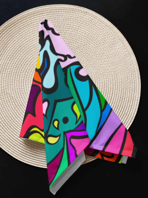 Swirling Spectrum Cloth Napkin Set (4) – Colorful Marine Life product image (4)
