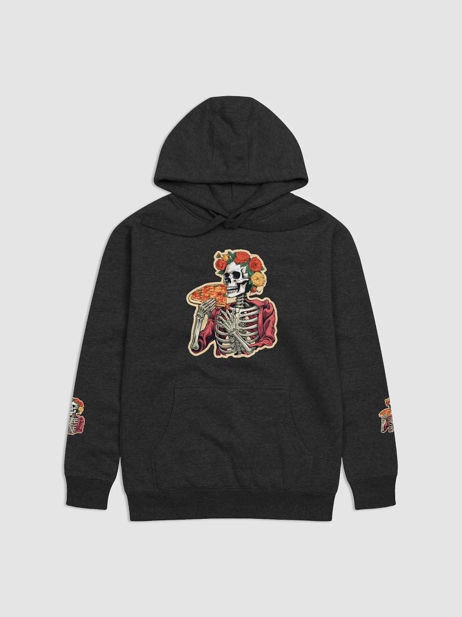 Eternal Feast: Playful Skeleton Floral Pizza Hoodie product image (6)