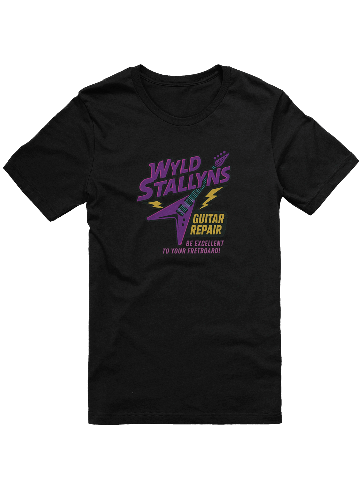 Wyld Stallyns Guitar Repair T-Shirt – Funny Bill & Ted Parody Shirt product image (1)