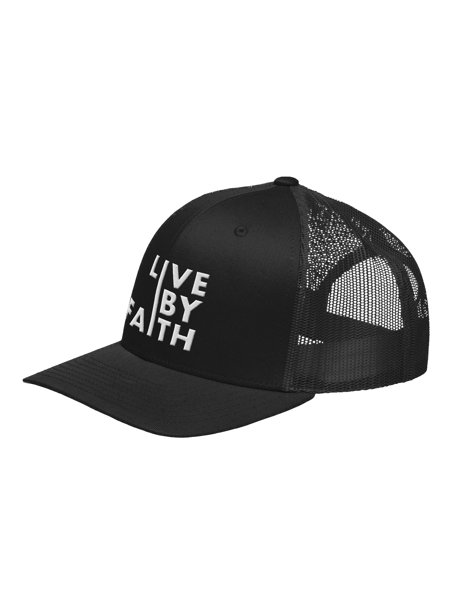 Live By Faith • Trucker Cap (White Embroidery) product image (7)