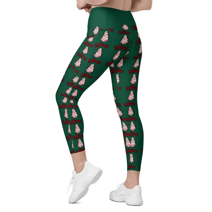 Vanilla Holiday Snack Cake All-Over Print Green Crossover Leggings with Pockets product image (11)