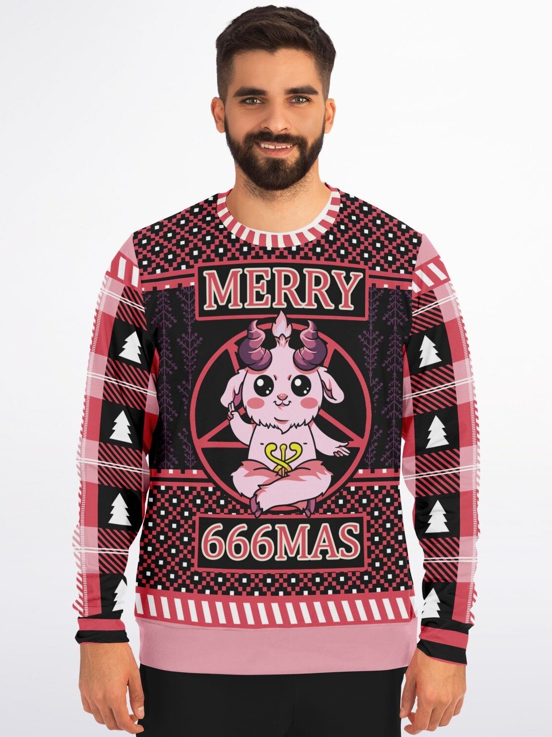 "Merry 666mas" Goat Sweatshirt | Alternative Christmas Sweater | Gothic Holiday Outfit product image (3)