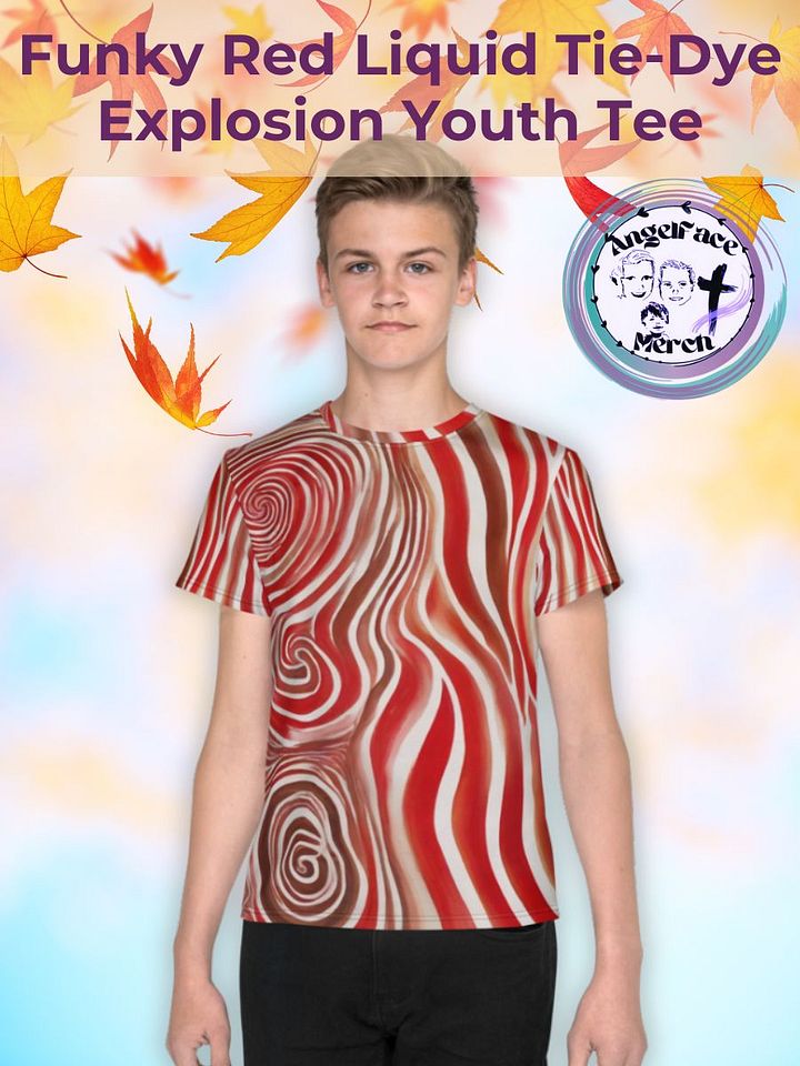 Funky Red Liquid Explosion Tie-Dye Youth Crew Neck Tee product image (1)