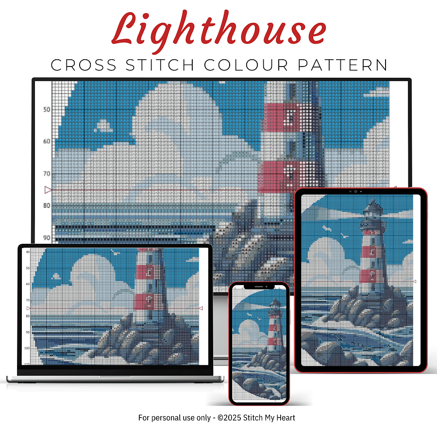 Rocky Lighthouse Cross Stitch Pattern product image (3)