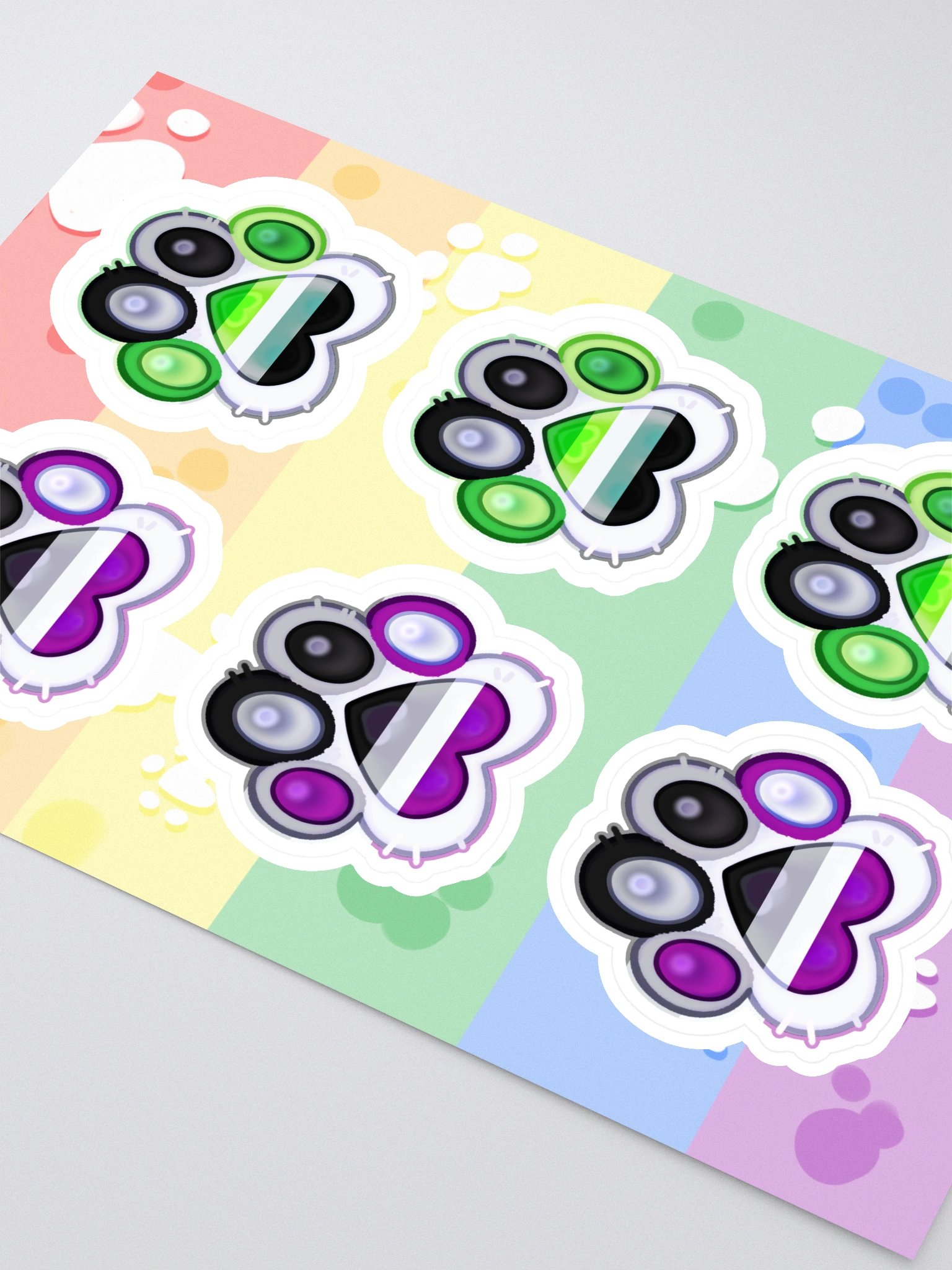 Aro & Ace Medley Pride Paw Prints Sticker Sheet product image (2)