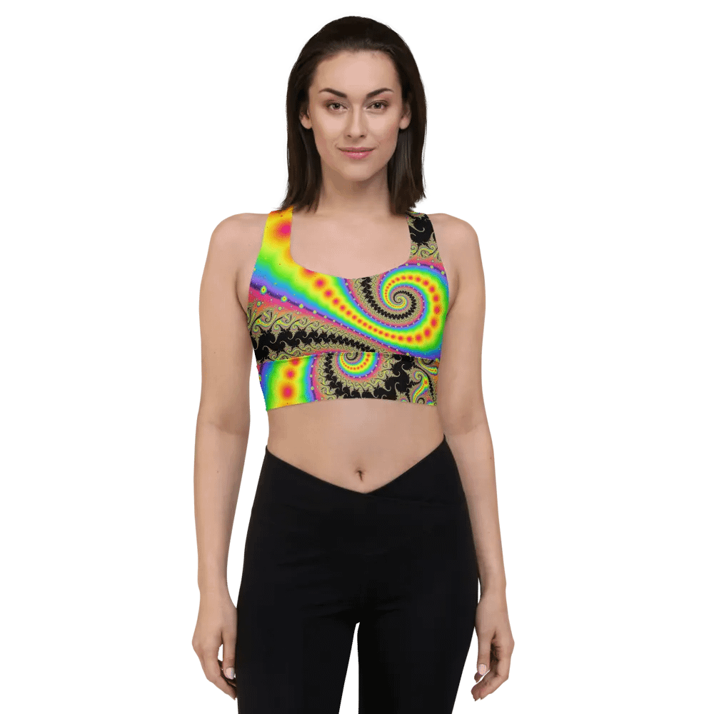 Fractal Longline Sports Bra - Pink Lemonade and Candy Twists product image (9)