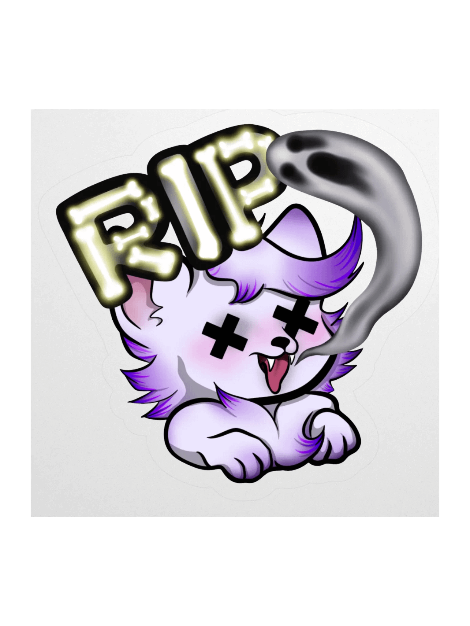 Whimsical RIP Wolf Kiss Cut Stickers product image (1)