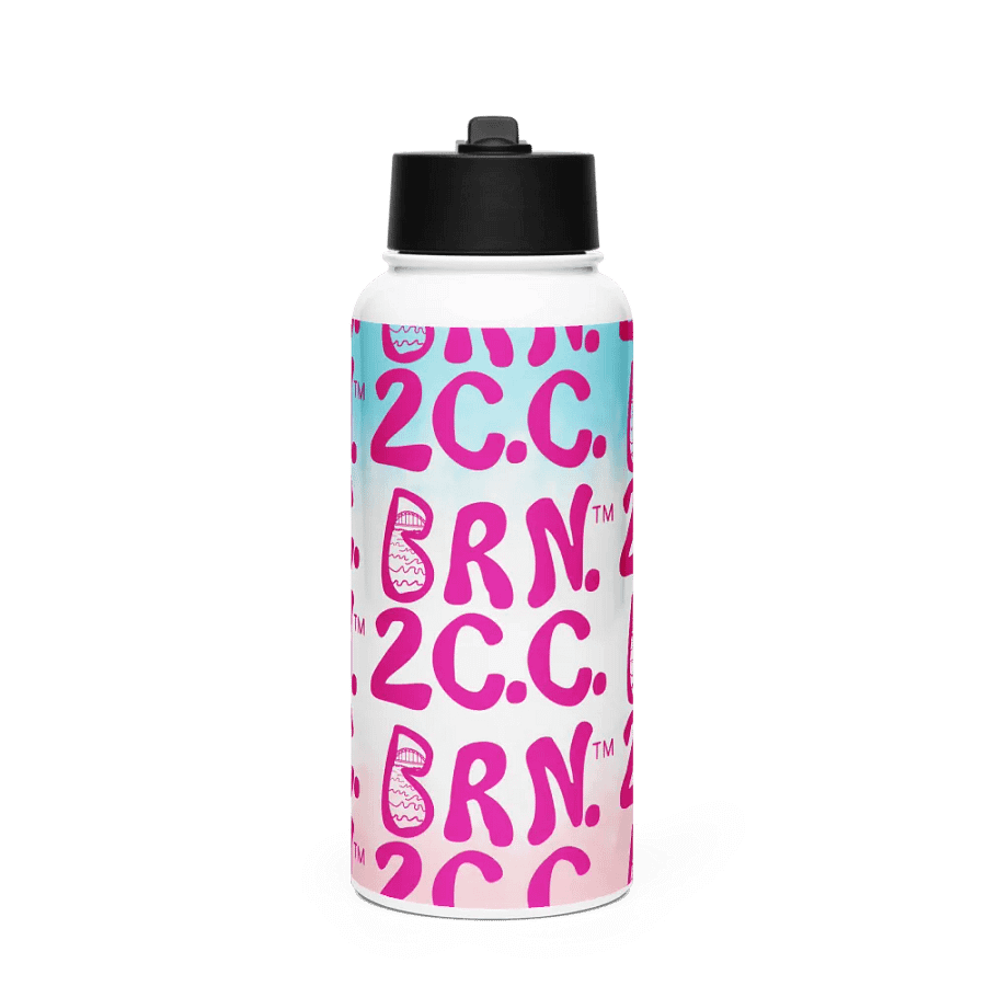 BRN.2C.C.™ | Pink Logo Repeat | Stainless Steel Water Bottle | Iconic Pink, White & Blue product image (1)