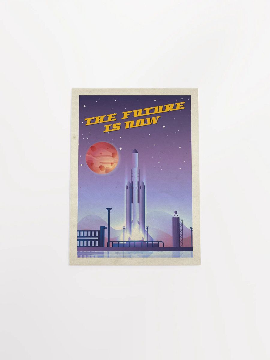The Future is Now, SpaceX Falcon Heavy — Vintage space poster, retro space art, propaganda poster, retrofuturism art, retro sci-fi print product image (8)