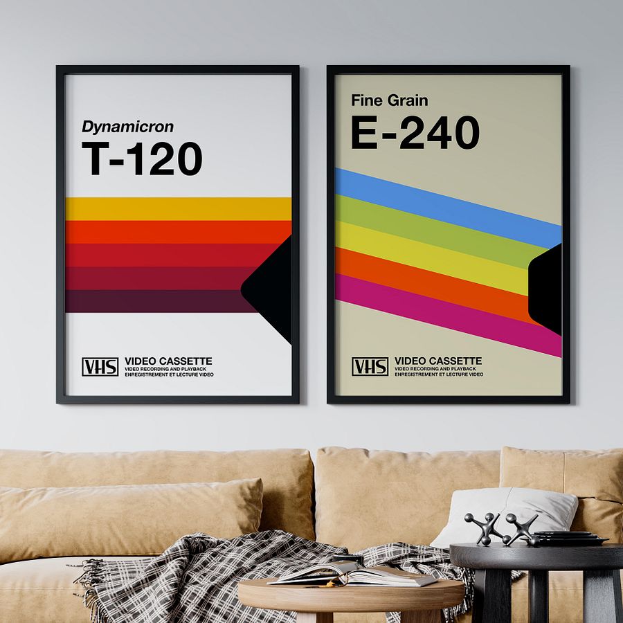 Retrowave poster: VHS cassette case E-240 [retrowave/vaporwave] — retrowave poster, aesthetic print, retrowave art, 80s wall decor product image (2)