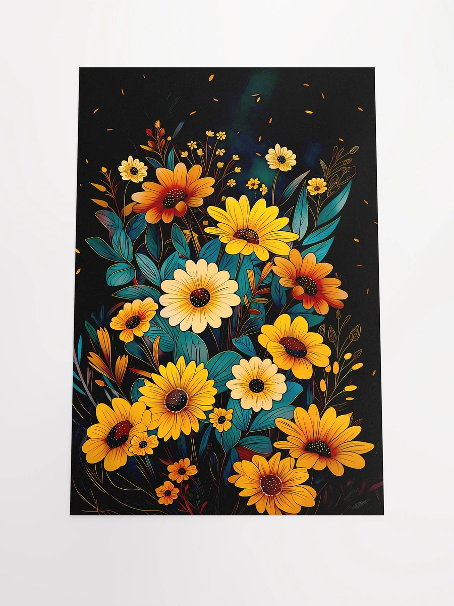Enchanted Wild Sunflowers Poster: Luminous Floral Art for Vibrant Home Decor Matte Poster product image (3)