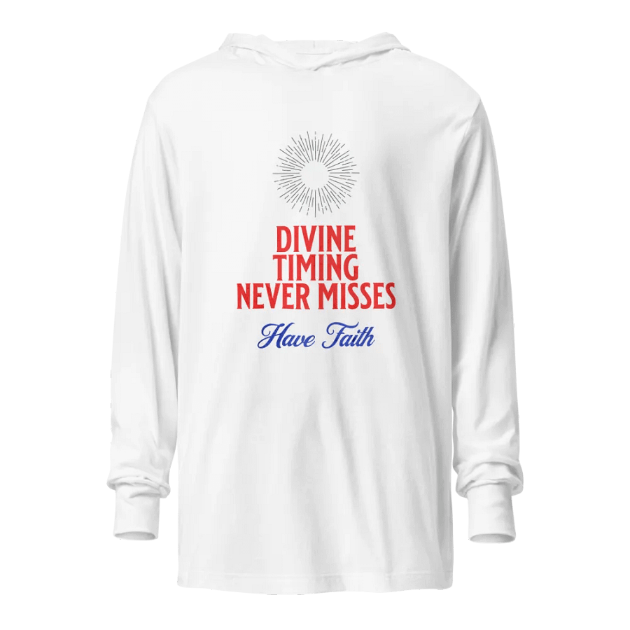 Divine Timing Hooded Long Sleeve Tee Unisex product image (1)