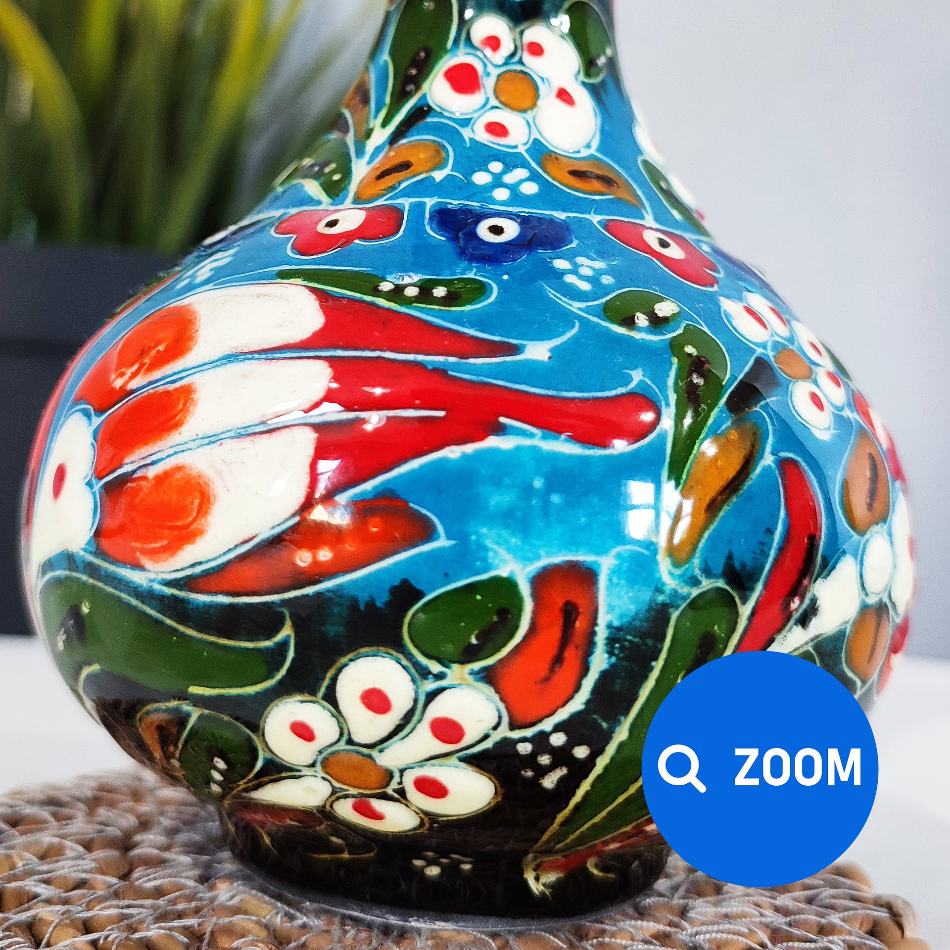 Ceramic vase (blue), Turkish Iznik style (Gözyaşi) — handmade pottery product image (7)