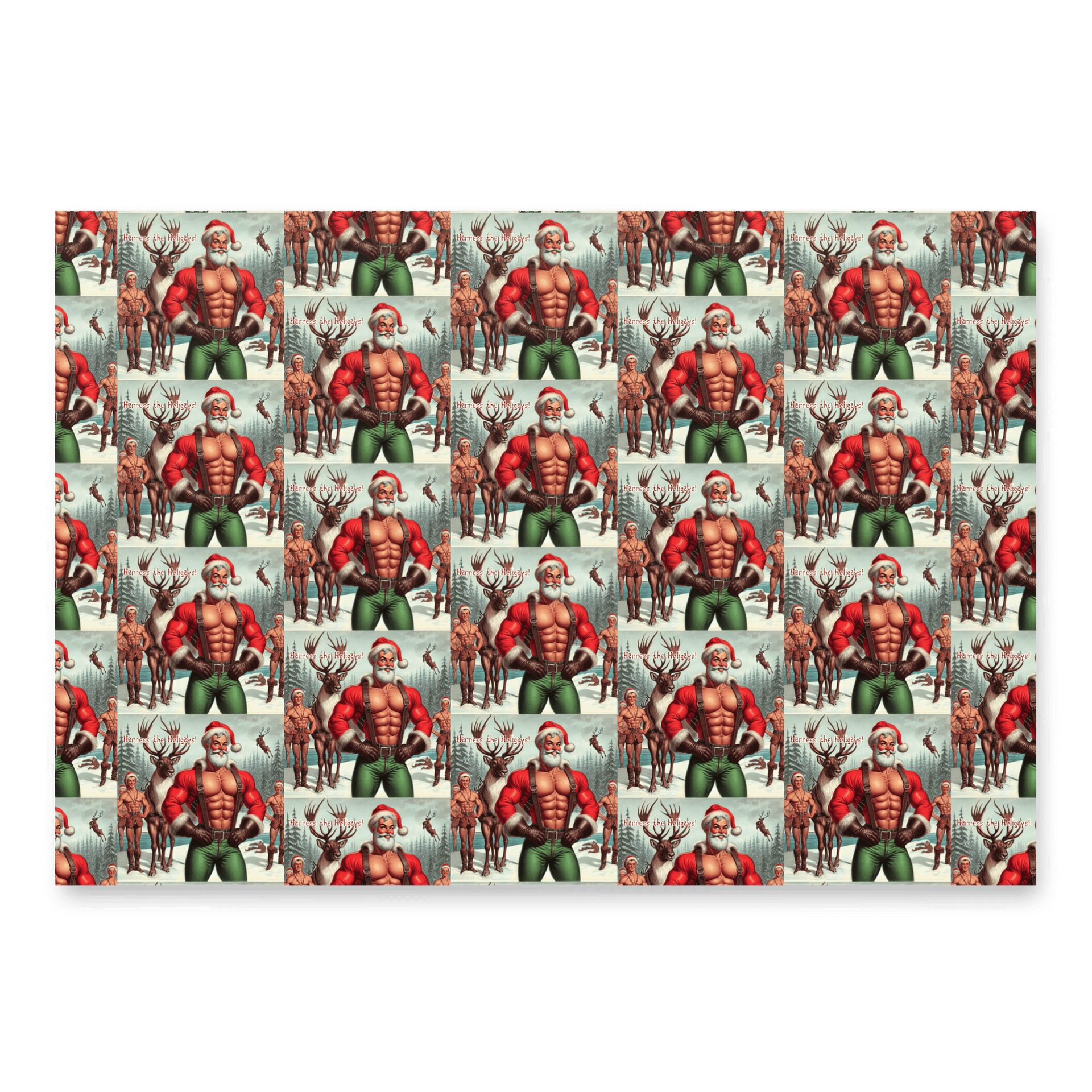 Camp Christmas Gay Leather Christmas Wrapping Paper Set of 3 Sheets! product image (2)